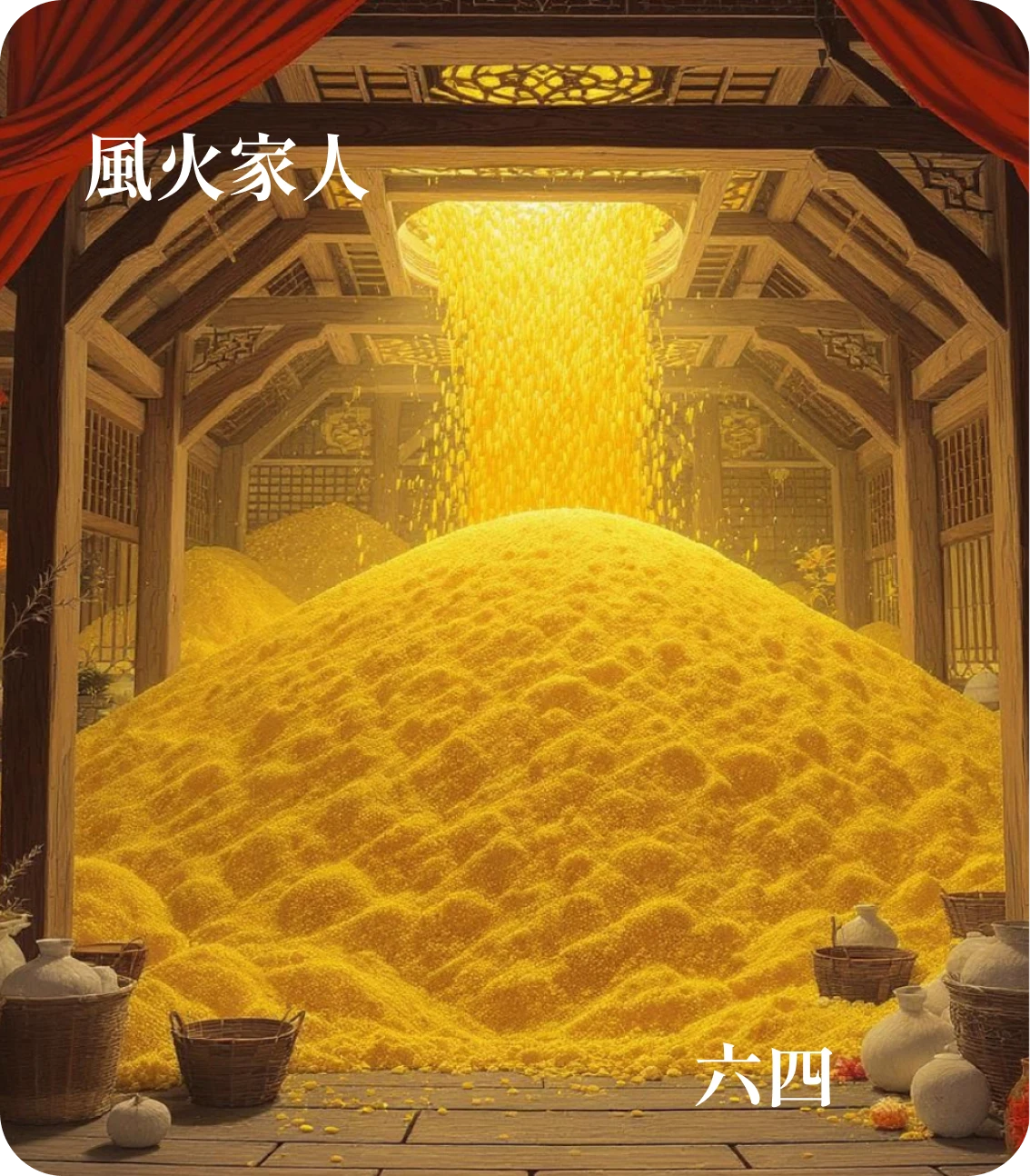 家人卦六四爻カード:富家大吉