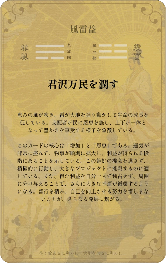 益卦カード裏面：第四十二卦 風雷益