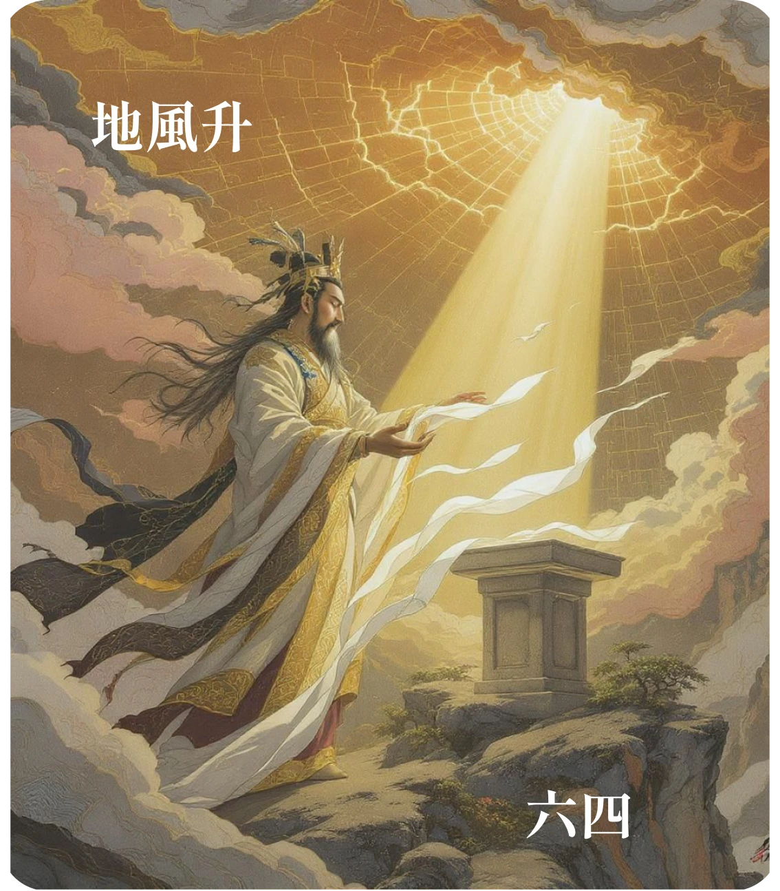 升卦六四爻カード：王用亨于岐山