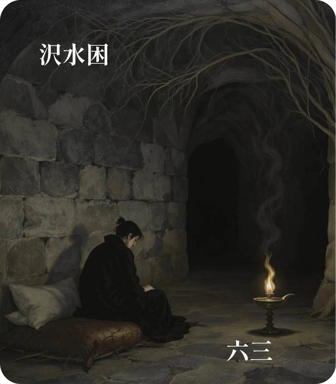 困卦六三爻カード：困于石