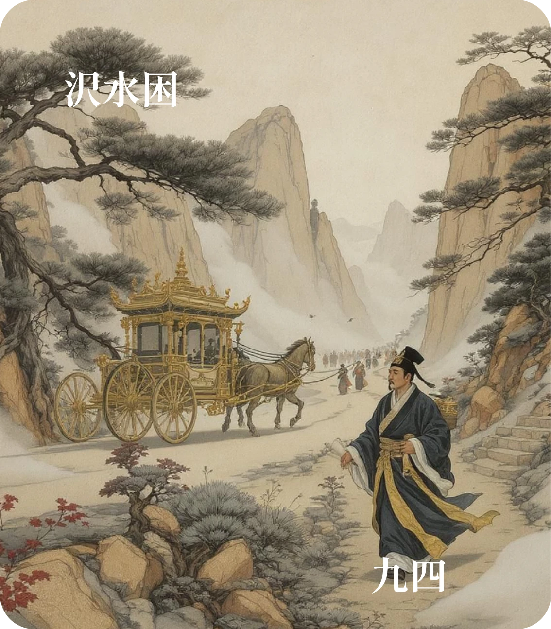 困卦九四爻カード：来徐徐困于金車
