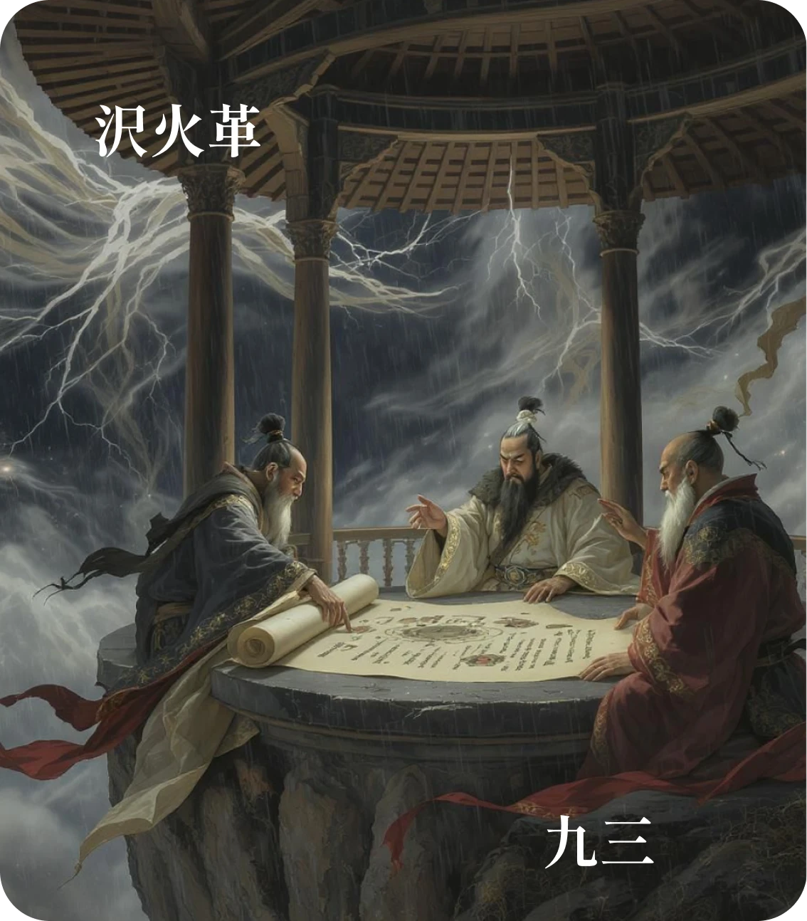 革卦九三爻カード：革言三就