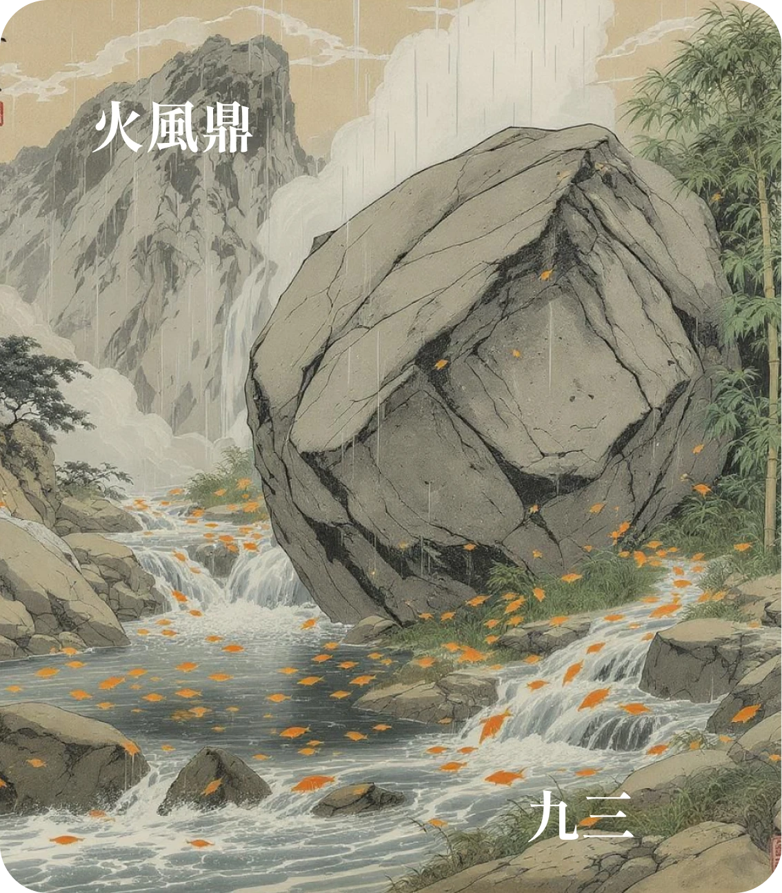 鼎卦九三爻カード：鼎耳革