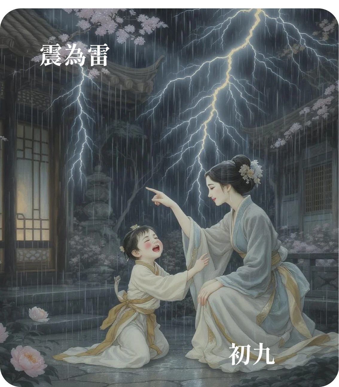 震卦初九爻カード:震来虩虩笑言哑哑