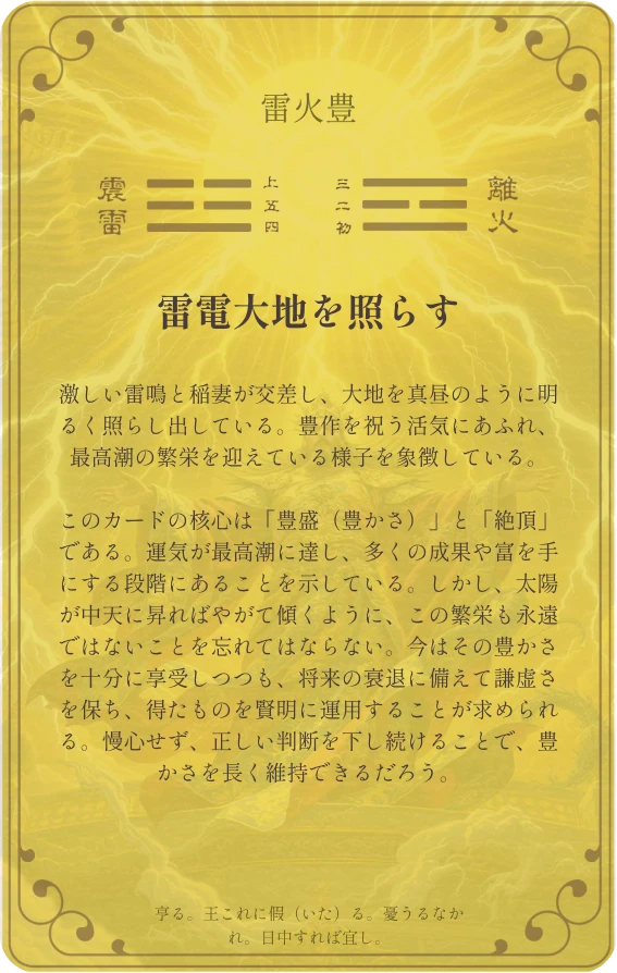丰卦カード裏面:第五十五卦 雷火丰