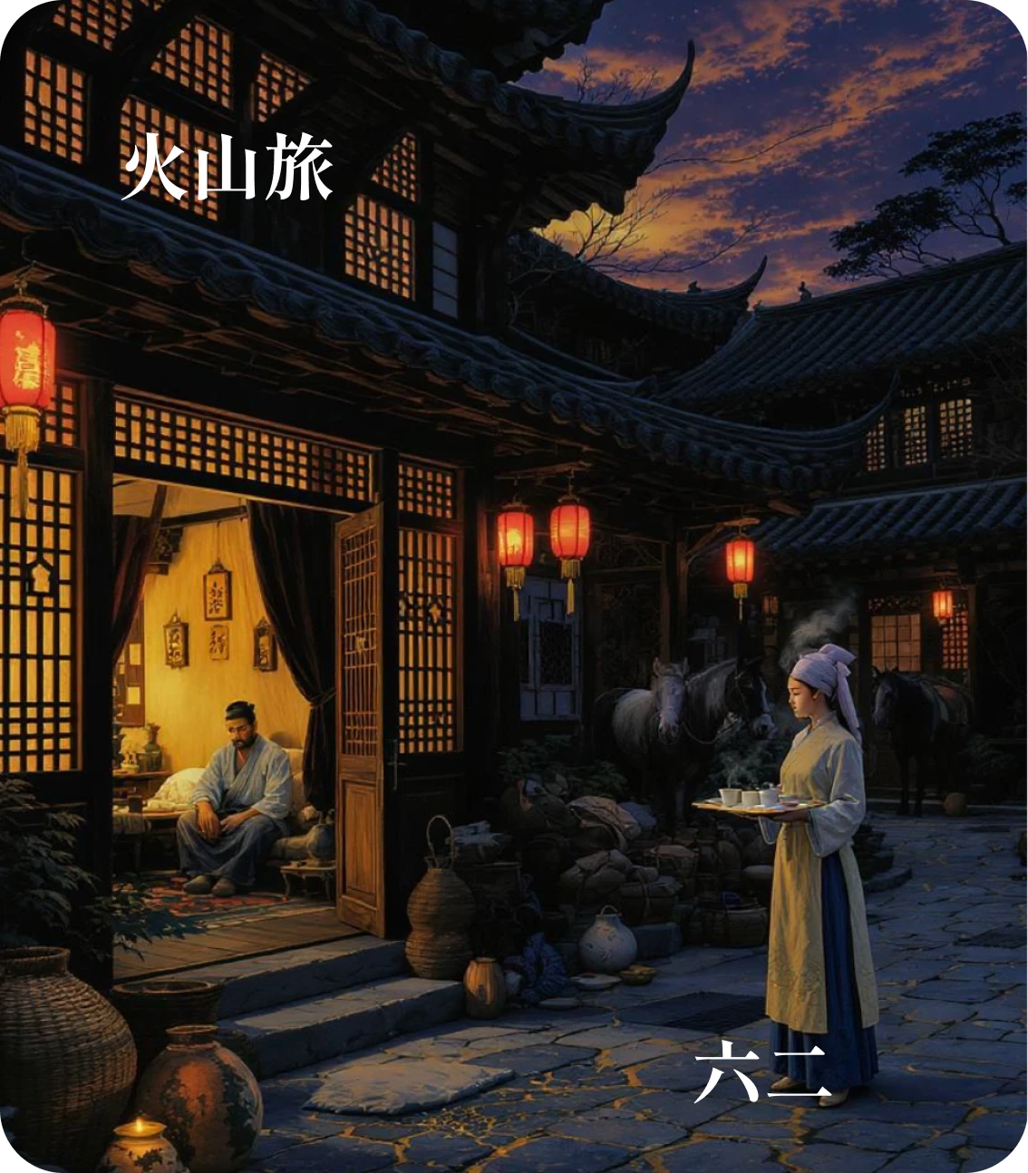 旅卦六二爻カード:旅即次