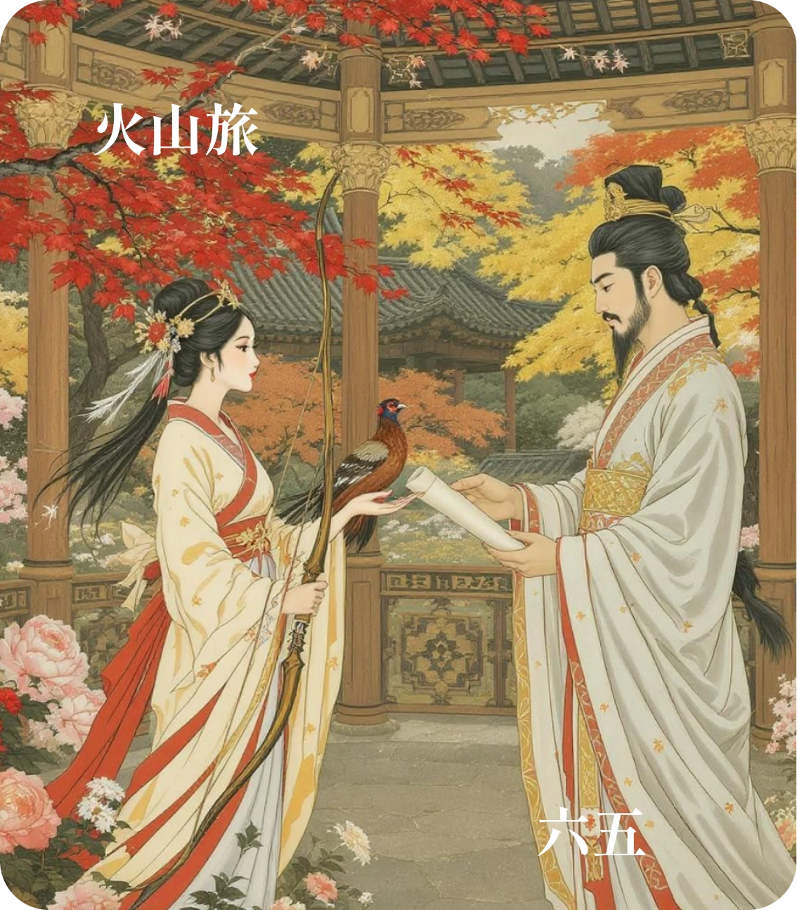 旅卦六五爻カード:射雉一矢亡
