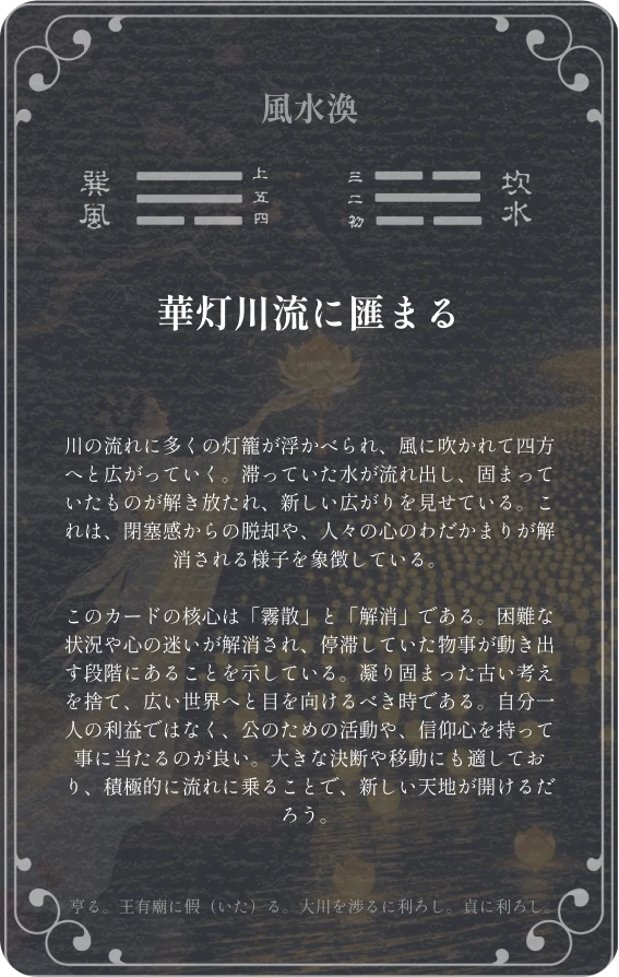渙卦カード裏面:第五十九卦 風水渙