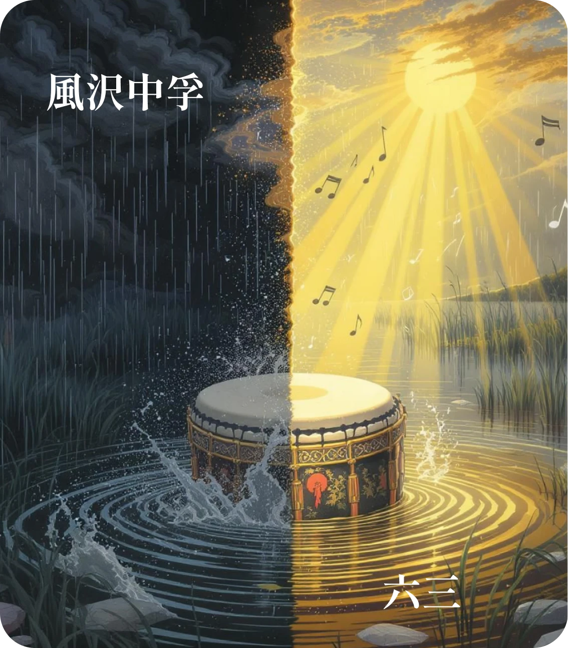 中孚卦六三爻カード:得敵