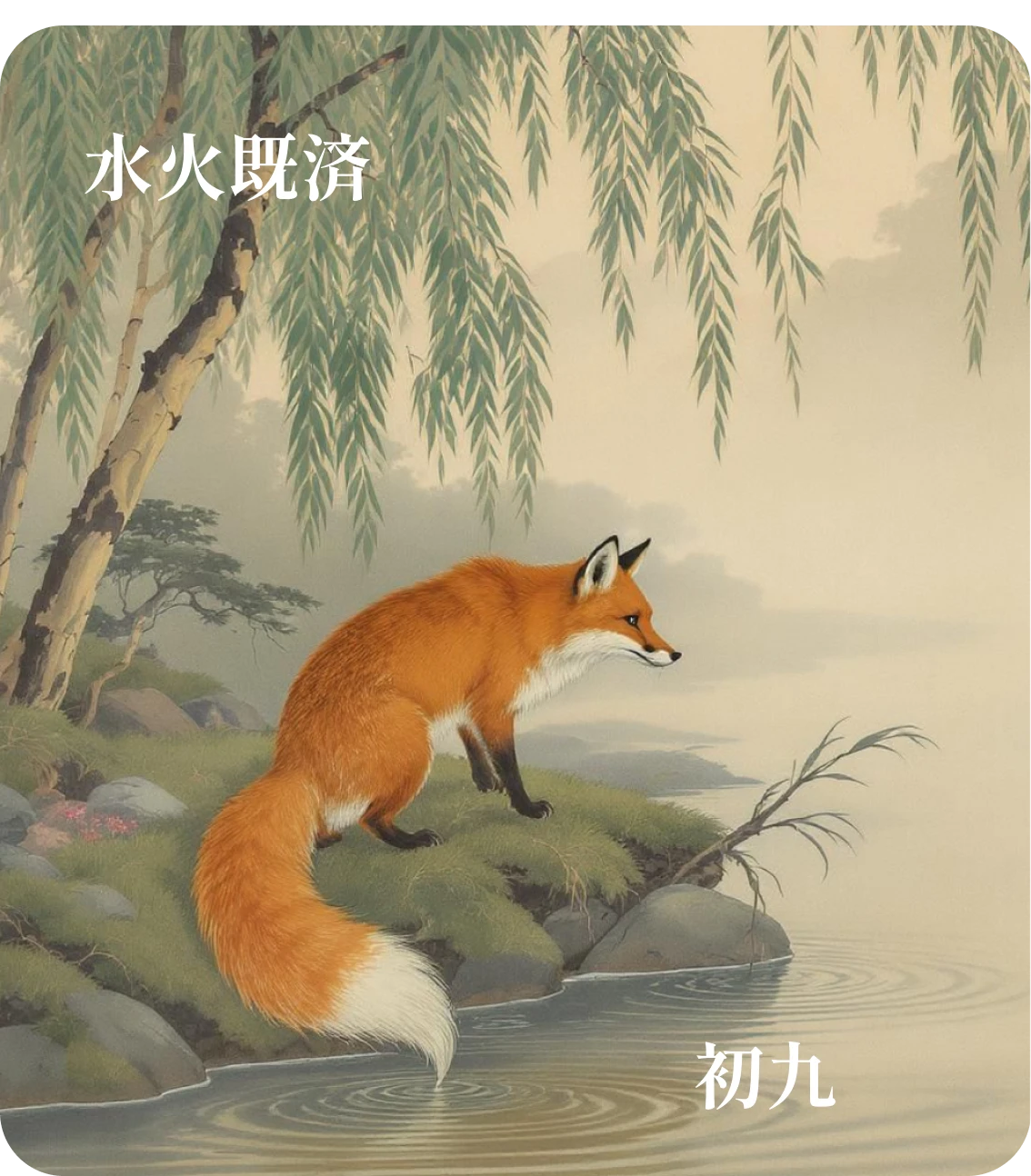 既済卦初九爻カード:曳其輪濡其尾