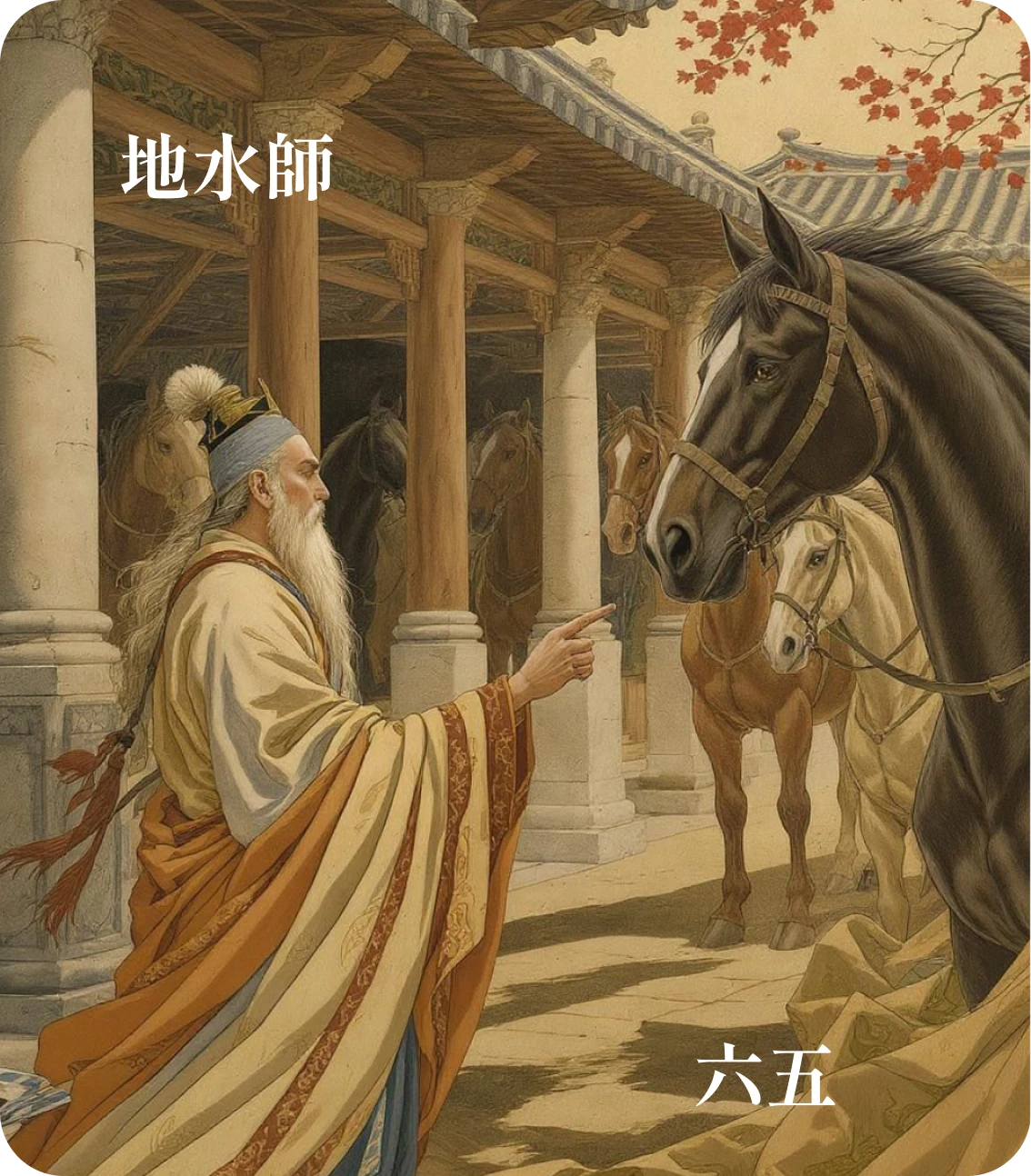 師卦六五爻カード:田有禽