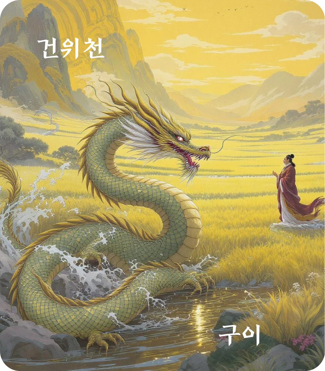 건괘 구이 효 카드 — 현룡재전