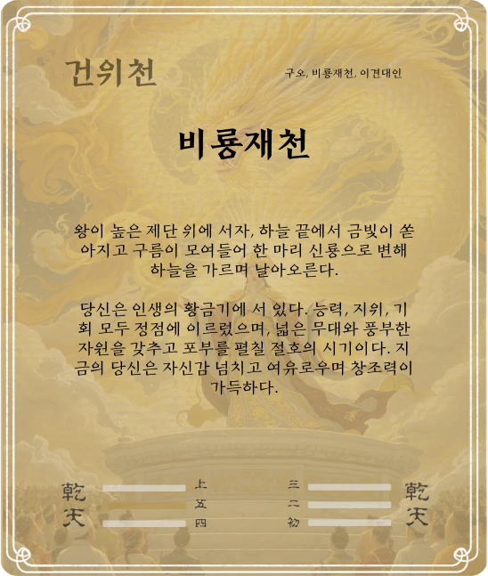 건괘 구오효 카드 뒷면