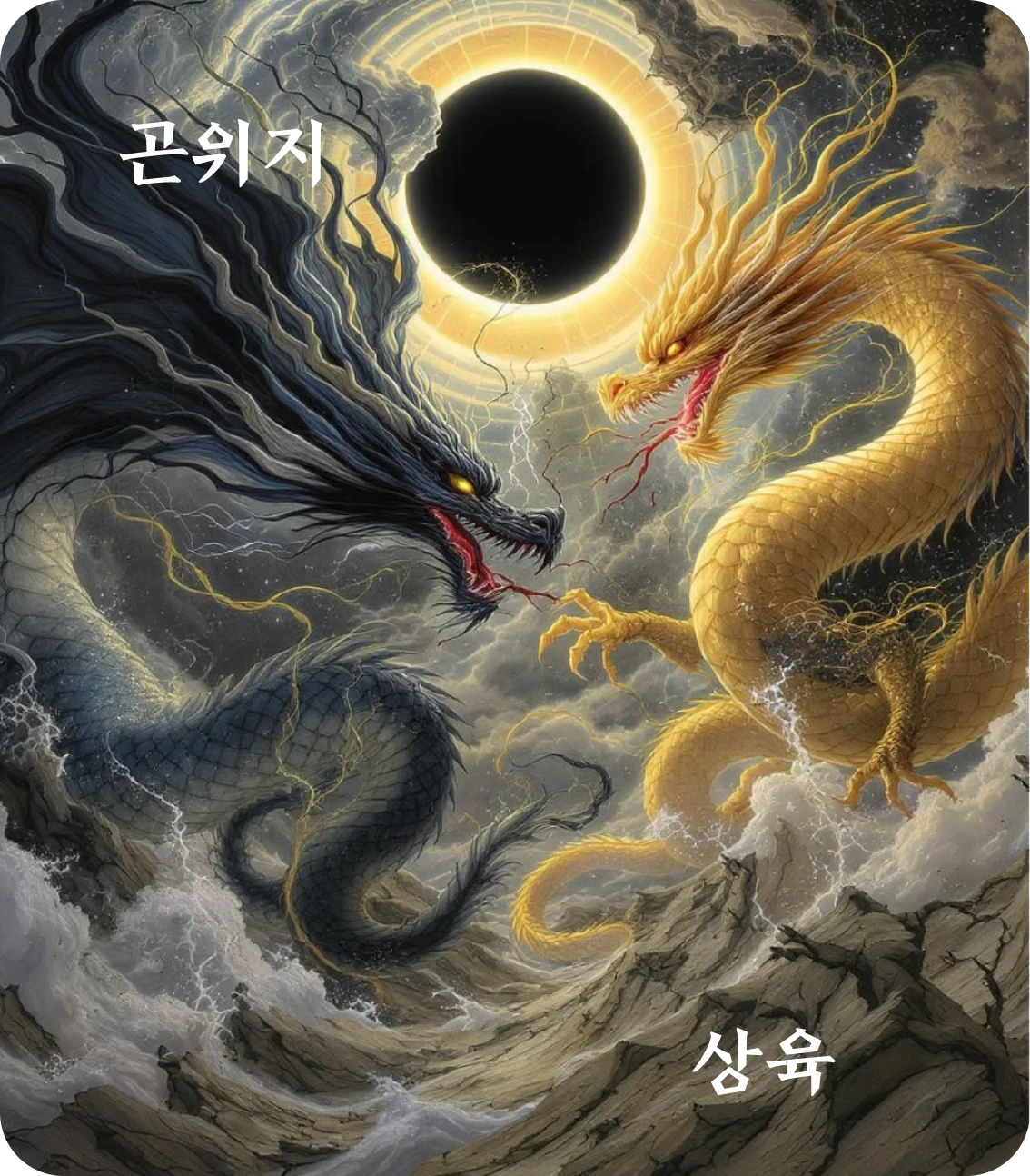 곤괘 상육 효 카드: 용전어야