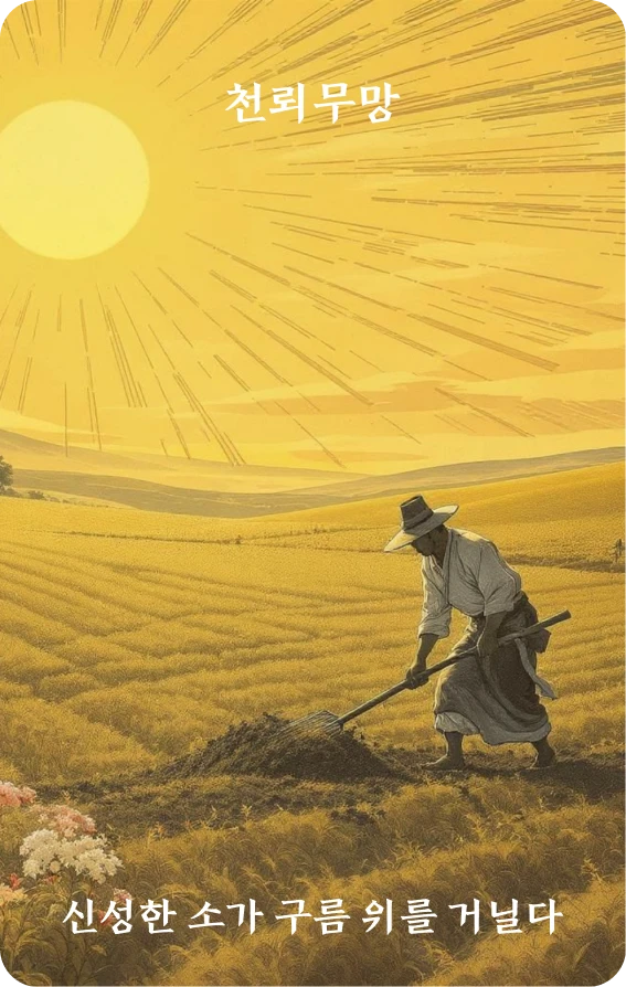 무망괘 카드 앞면: 경자순시(耕者順時)