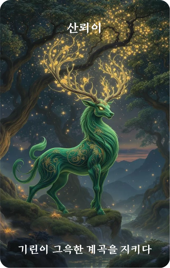 이괘 카드 앞면: 이양·기린수곡(麒麟守谷)