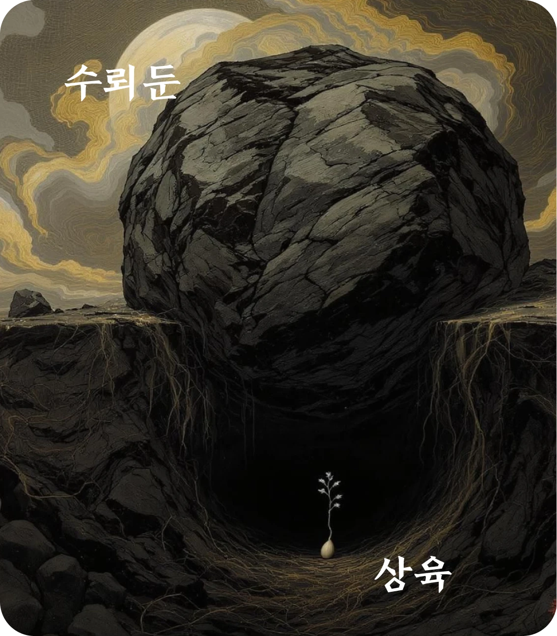 수뢰둔괘 상육 효 카드: 읍혈연여