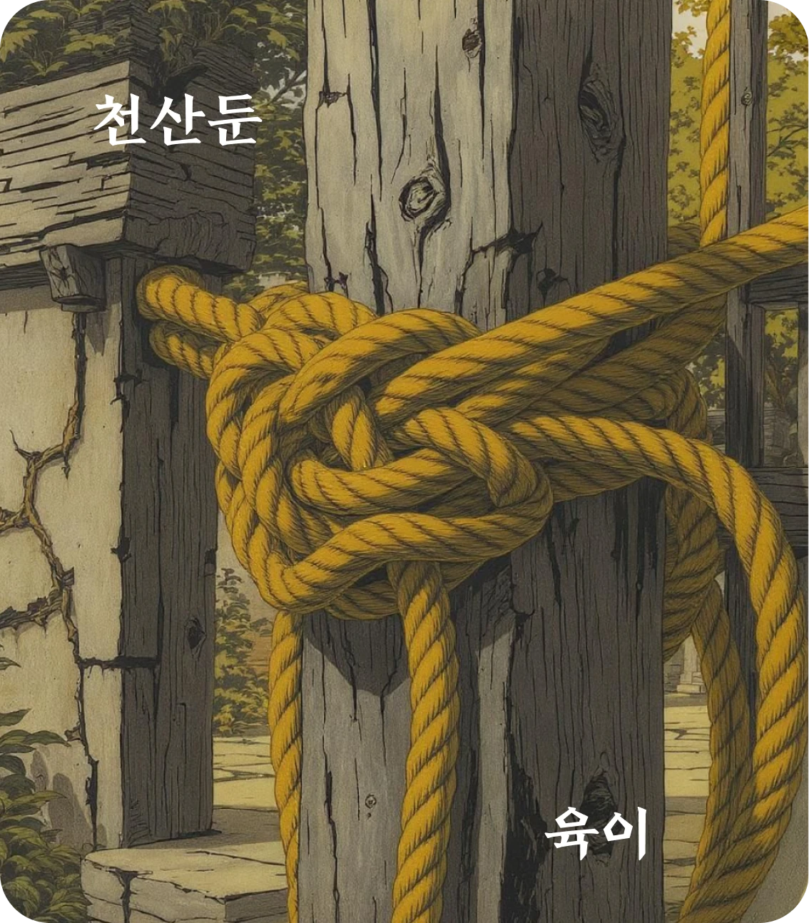 둔괘 육이 효 카드: 황우지혁