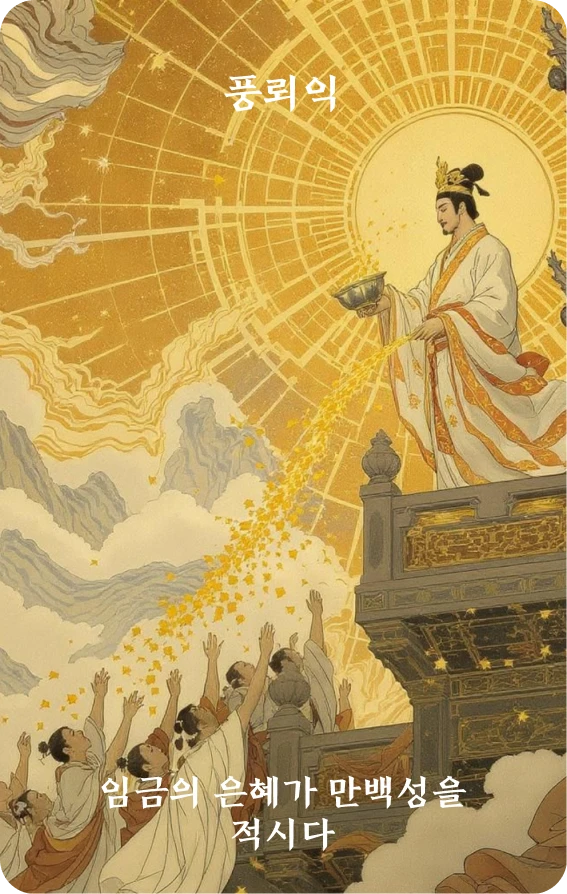 익괘 카드 앞면: 증익·군택윤만민(君澤潤萬民)