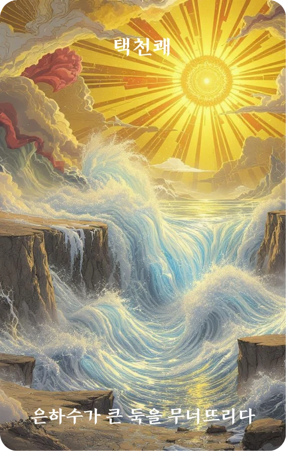 쾌괘 카드 앞면: 과단·천하결대제(天河決大堤)