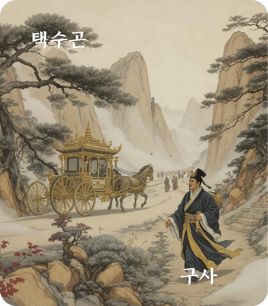 곤괘 구사 효 카드: 곤우금거