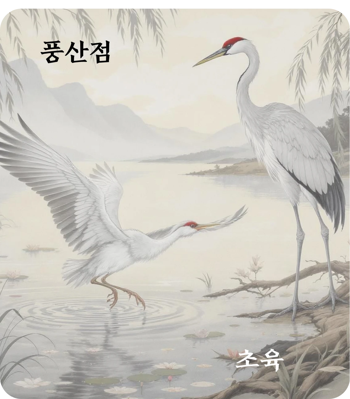 점괘 초육 효 카드: 홍점우간