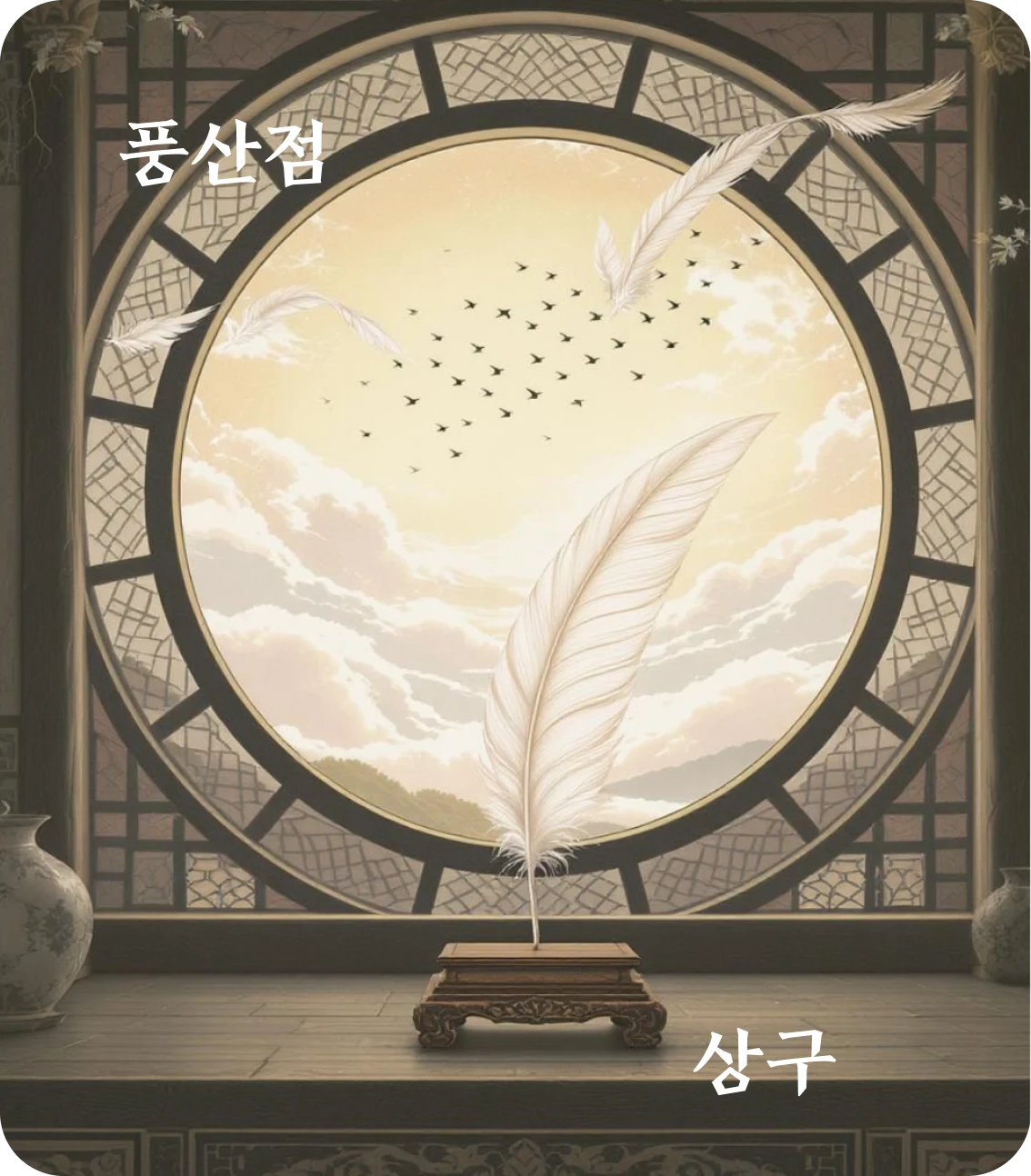 점괘 상구 효 카드: 홍점우아