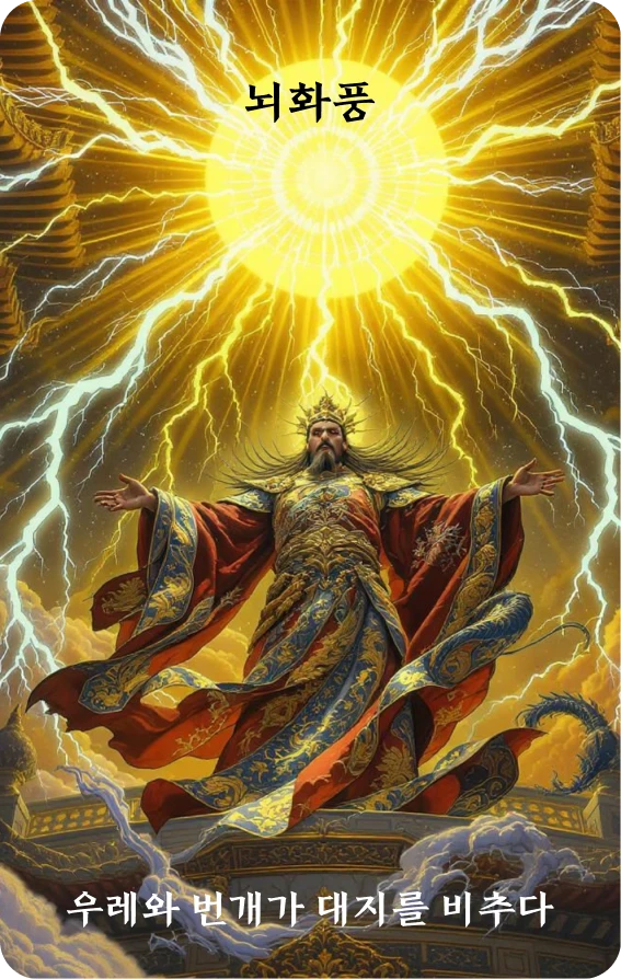 풍괘 카드 앞면: 풍성·뢰전조대지(雷電照大地)