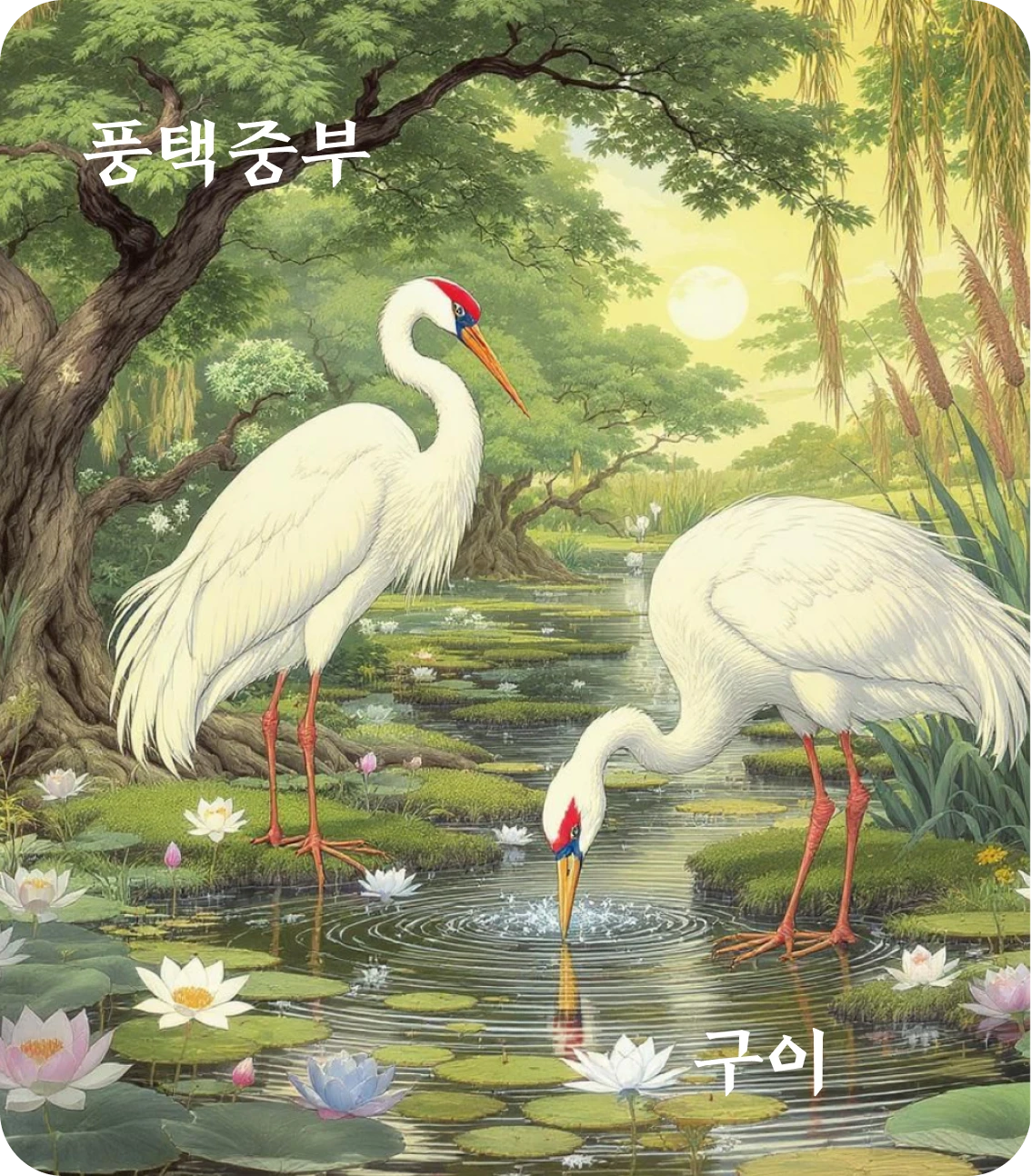 중부괘 구이 효 카드: 학명재음