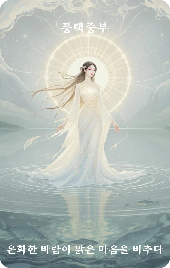 중부괘 카드 앞면: 성신·화풍조징심(和風照澄心)