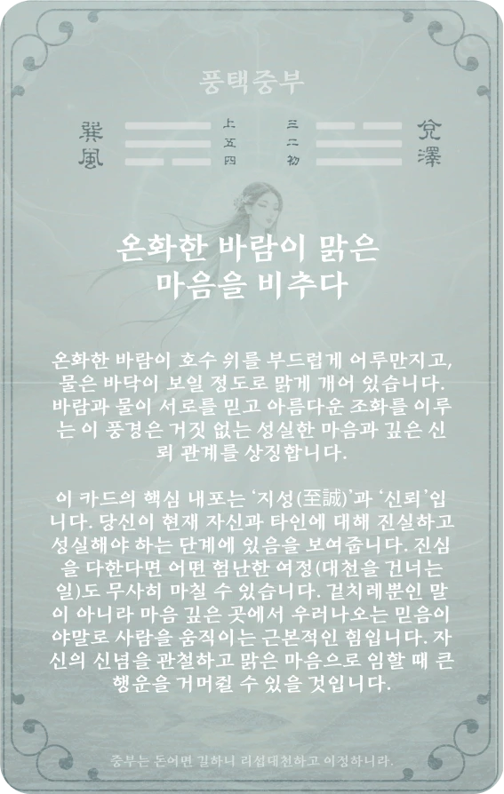 중부괘 카드 뒷면: 제61괘 풍택중부