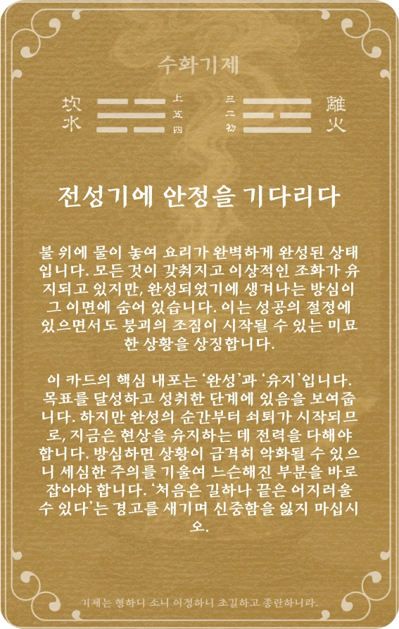 기제괘 카드 뒷면: 제63괘 수화기제